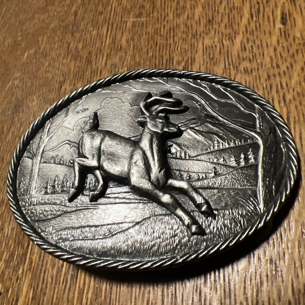 1980 Vintage Great American Buckle Co Chicago, Buck Deere Leaping Belt Buckle